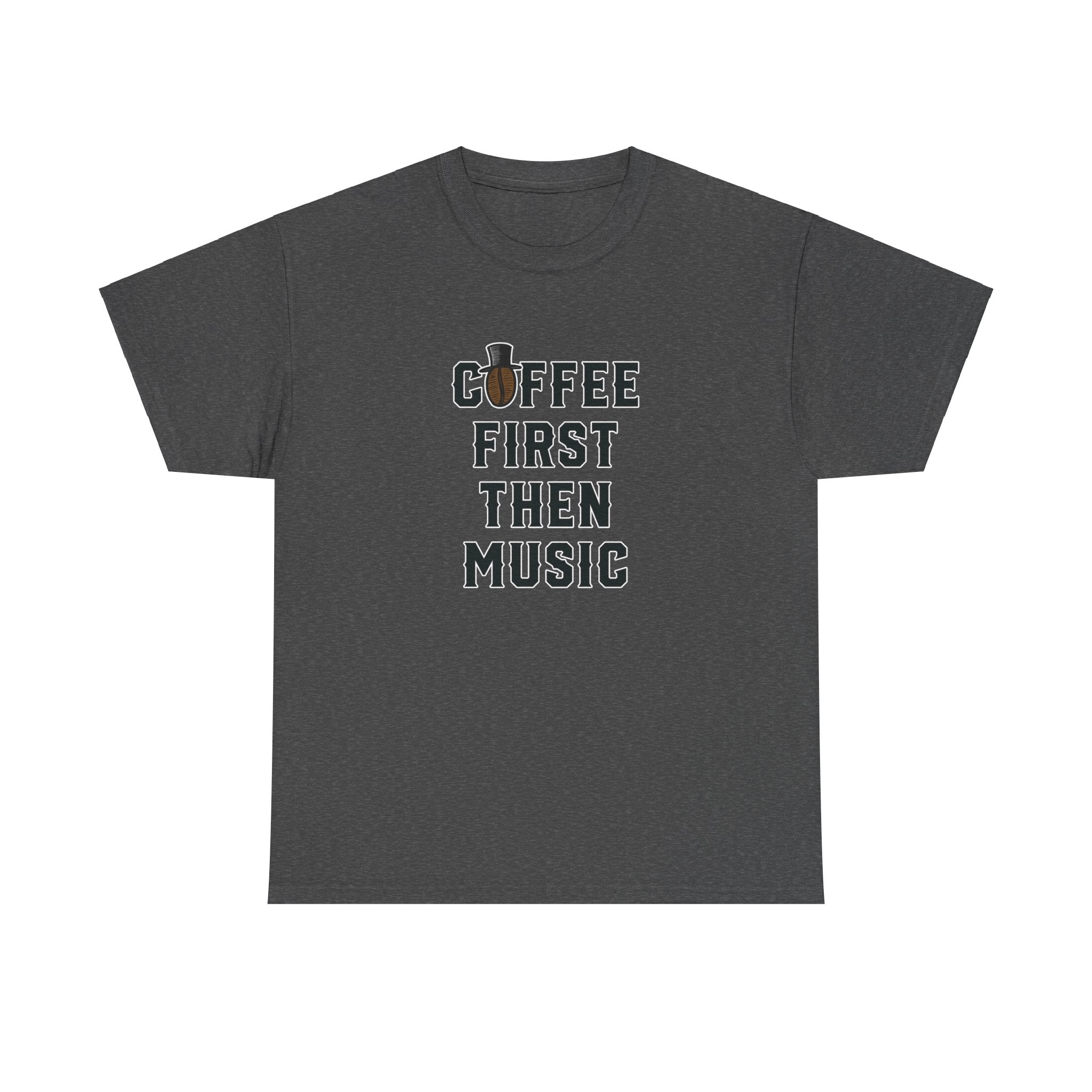 Coffee First Then Music - Unisex Cotton T-shirt - Buskers Brew Coffee