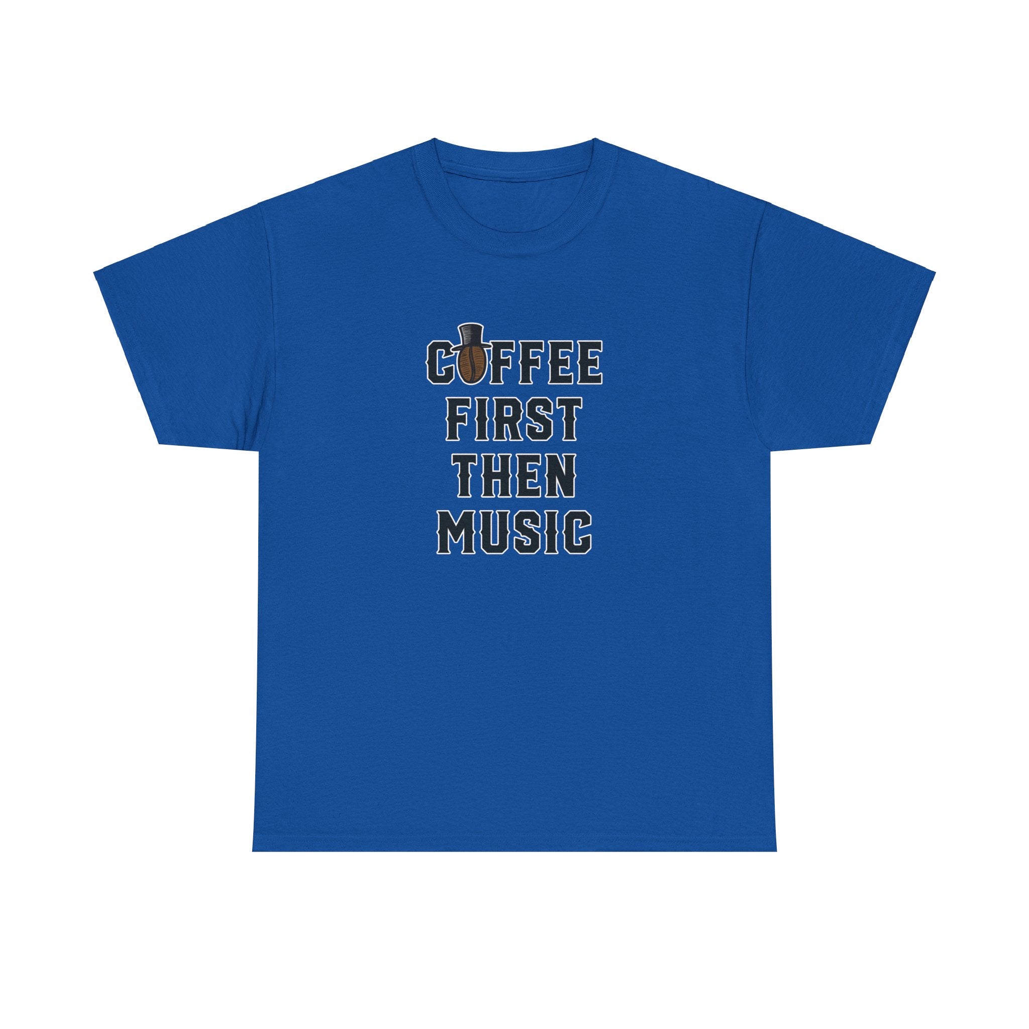 Coffee First Then Music - Unisex Cotton T-shirt - Buskers Brew Coffee