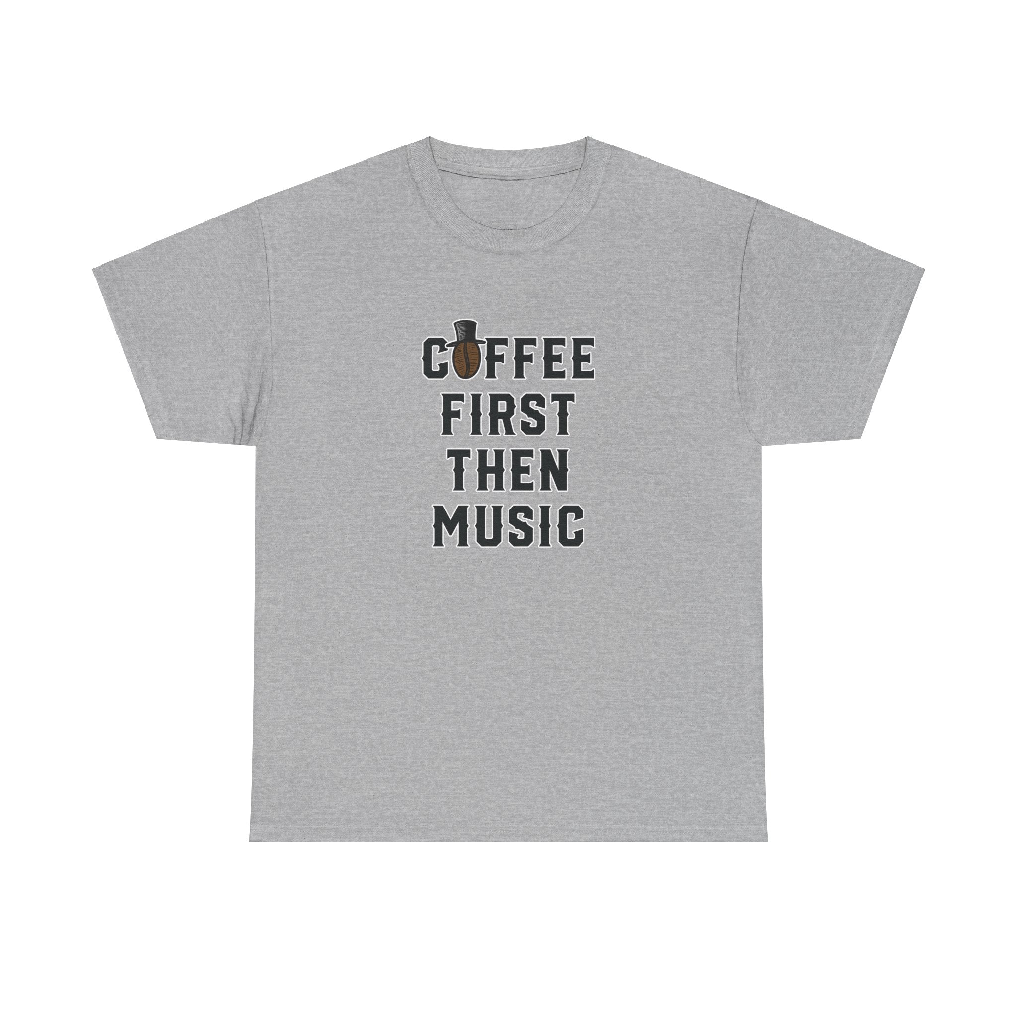 Coffee First Then Music - Unisex Cotton T-shirt - Buskers Brew Coffee