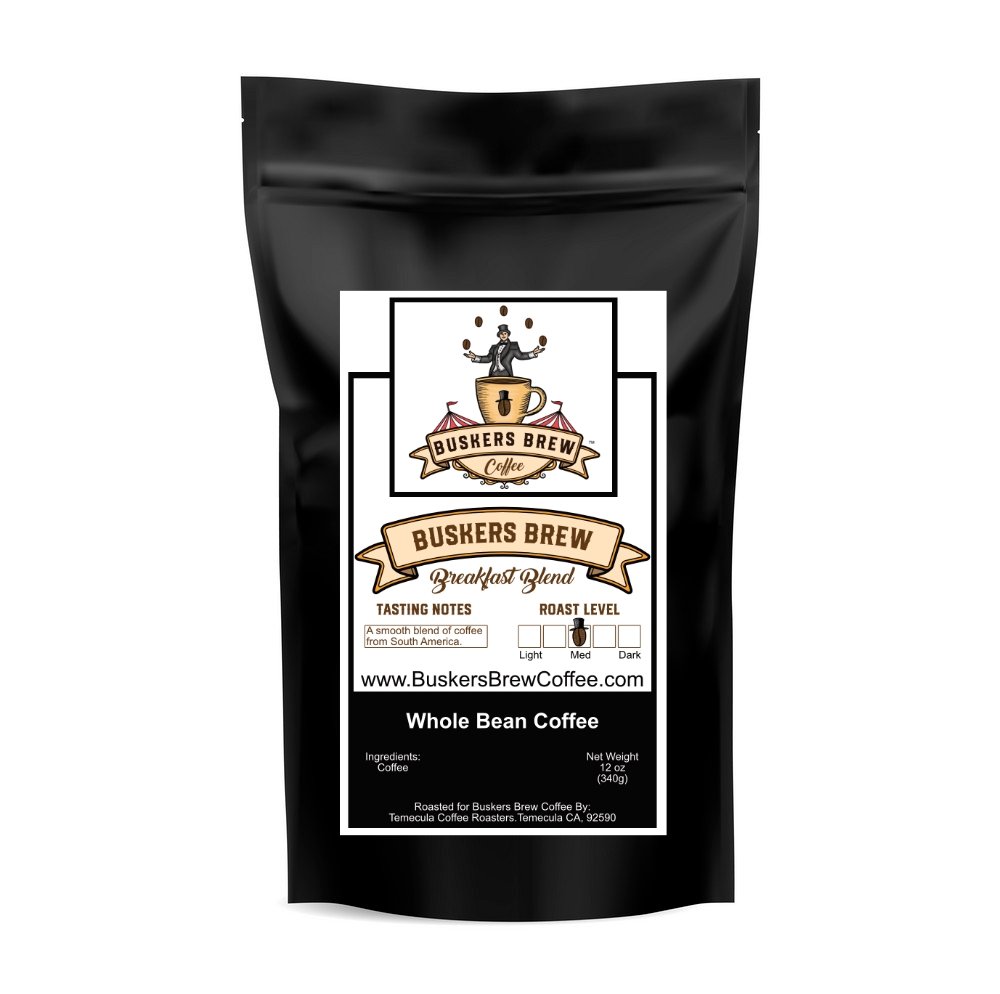 Buskers Breakfast Blend - Specialty Coffee - Buskers Brew Coffee - 12 oz (340g) Whole Bean