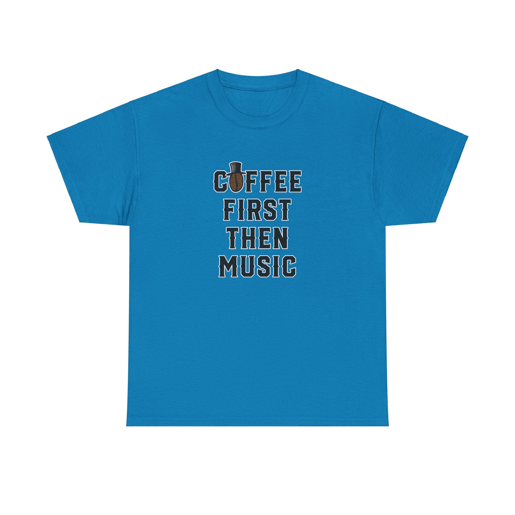 Coffee First Then Music - Unisex Cotton T-shirt - Buskers Brew Coffee