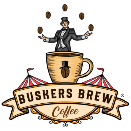 buskers brew coffee - fresh roasted - specialty grade - logo