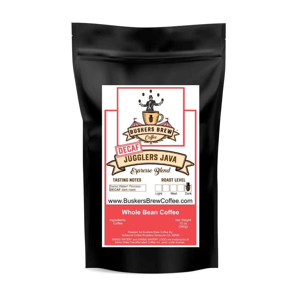 Jugglers Java Espresso DECAF - Swiss Water® Process - Buskers Brew Coffee Whole Bean -