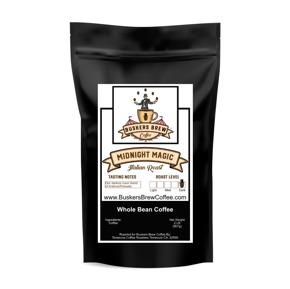 Midnight Magic - Italian Roast Blend - Specialty Coffee - Buskers Brew Coffee - 2 LB (907g) - Whole Bean